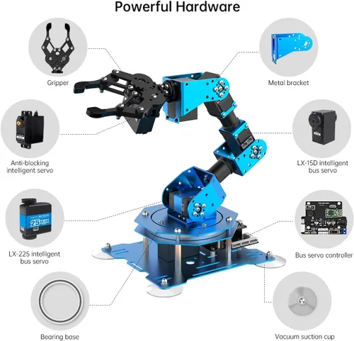 Vista 2 de LewanSoul Brazo robótico para programación de codificación Arduino 6DOF STEM Kit de brazo de robot de construcción educativo, brazo robótico