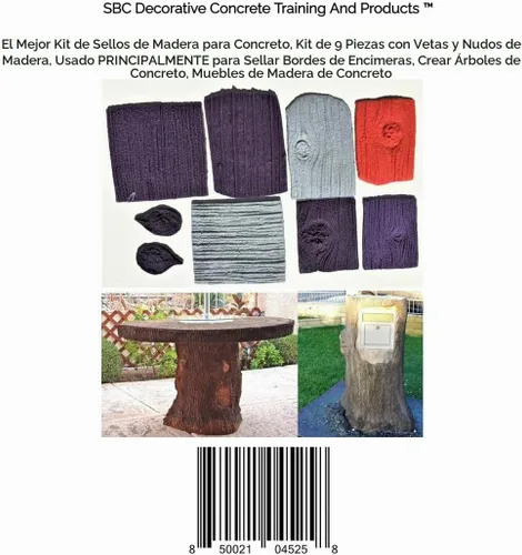 Vista 6 de El mejor kit de sellos de hormigón y formas de mampostería, kit de sellos de diseño de madera de 9 piezas, (sellos pequeños) se utiliza