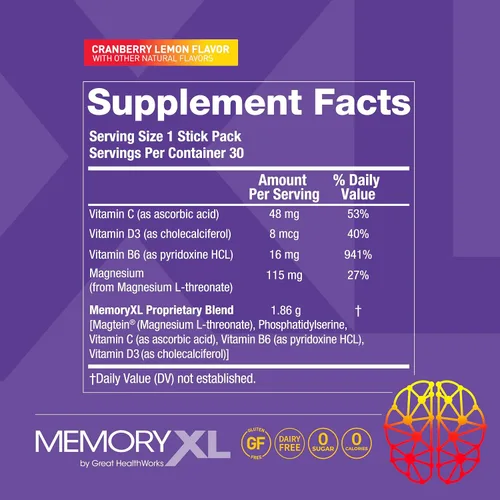 Vista 6 de MemoryXL, Treonato de Magnesio L: Suplemento cerebral para la memoria y la concentración; Magtein®, Fosfatidilcolina, Mezcla de vitaminas. Mejora