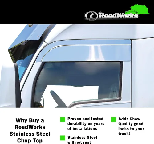 Vista 4 de RoadWorks 48057 - Tapas de acero inoxidable de 6 pulgadas para Kenworth T680/T880, acabado pulido