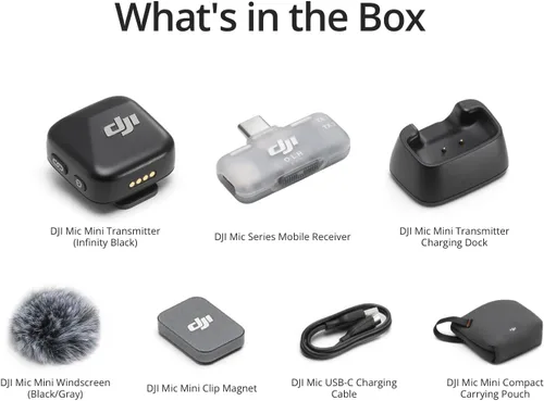 Vista 7 de DJI Mic Mini (1 TX + 1 Mobile RX), micrófono inalámbrico para smartphone iPhone 17/16/15 y Android, USB-C Plug and Play, compacto y ligero