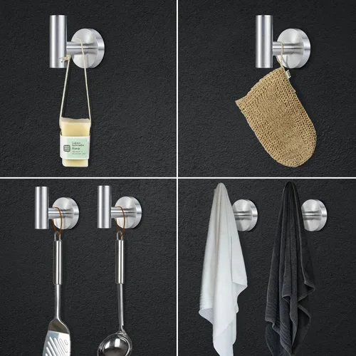 Vista 2 de Ganchos para toallas para baños, gancho de níquel cepillado, para colgar en la pared, de acero inoxidable SUS304, para baño, cocina, garaje