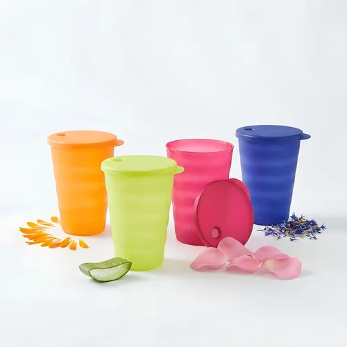 Vista 7 de Tupperware Brand Impressions - Juego de 4 vasos de 16 onzas, aptos para lavavajillas y sin BPA, vasos de plástico reutilizables sin desorden