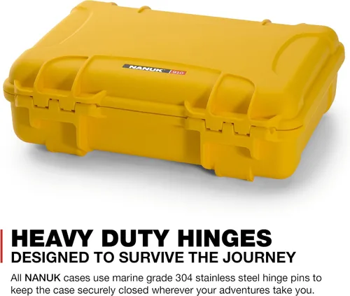 Vista 10 de NANUK 910 Estuche rígido impermeable con inserto de espuma para cuatro GoPro Hero 9 y 10 - Amarillo (910-4GOPH94)