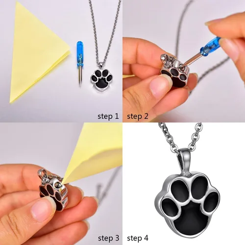 Vista 4 de COCO Park Collar de cremación de perro dormido con grabado para cenizas conmemorativas, colgante de urna de joyería, Acero inoxidable