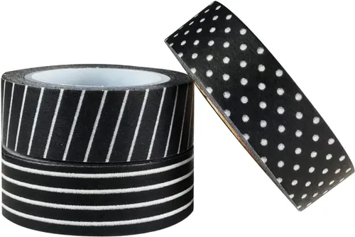 Vista 2 de allydrew Juego de 3 rollos de cinta Washi Washi Cintas de enmascarar (cintas Washi negras y blancas)