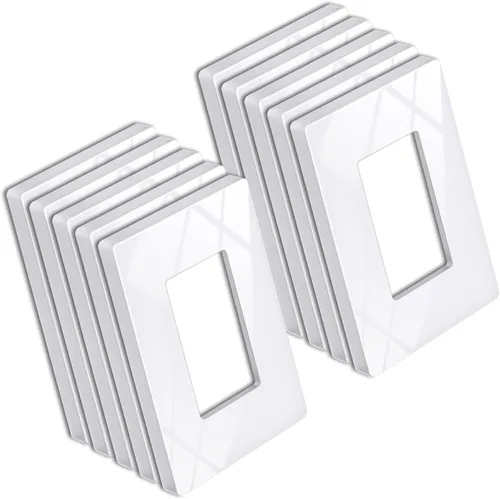 Vista 11 de BESTTEN Placa de pared sin tornillos de 5 segmentos, cubierta de enchufe decorador, placa decorativa para interruptor, serie blanca nieve brillante