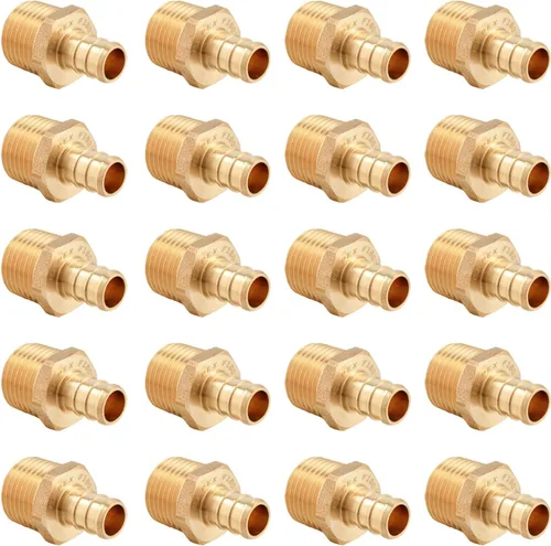 Vista 12 de (Paquete de 2) EFIELD Barb Crimp Pex Adaptador Macho NPT de 3/4 Pulgada x 3/4 Pulgada, Accesorio de Latón, ASTM F1807, (PEX1807021-2PCS)