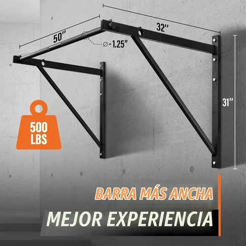 Vista 2 de Yes4All - Barra de dominadas resistente para montar en la pared – Agarre múltiple para dominadas / Barra de dominadas para montar en el techo A.