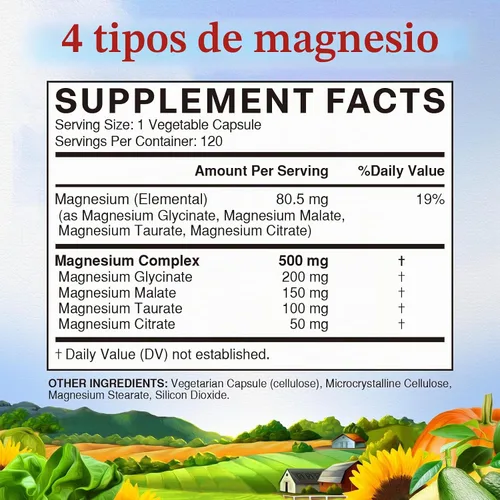 Vista 7 de Vitalitown Suplemento Complejo de Magnesio 500mg y Complejo de Vitamina C 1000mg