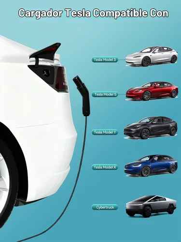 Vista 6 de Ecogenix Cargador Tesla para Hogar de Nivel 2, Cable de Carga Móvil Portátil de 24A/240v con Salida para Secadora para Modelo 3/Y/S/X, Amperaje