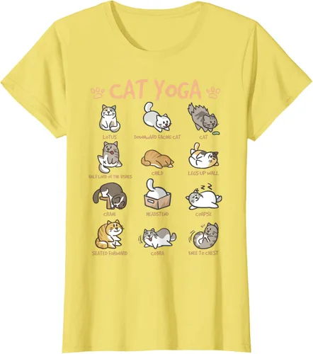 Vista 44 de Cat Yoga Poses Cats Practicing Mindfulness Meditación Kitten - Camiseta, Negro, S