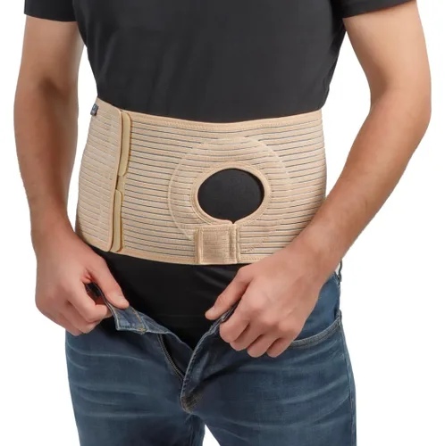 Vista 2 de Movibrace Cinturón de ostomía para colostomía e ileostomía - Soporte ajustable para hernia abdominal con apertura acolchada de estoma, cinturón