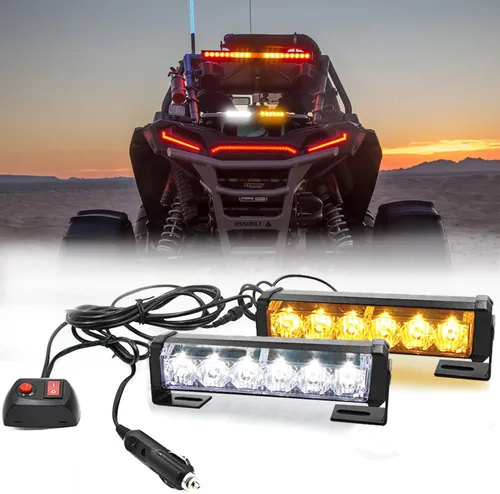Vista 9 de 2 x 6 LED con 9 modos de advertencia para el tráfico - Luces estroboscópicas impermeables para auto, para interior, techo, salpicaderas, parabrisas