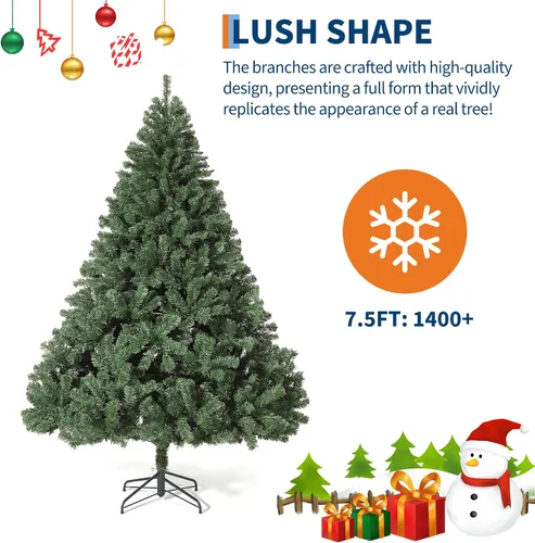 Vista 8 de Árbol de Navidad preiluminado de 6 pies con 210 luces Verde-clásico