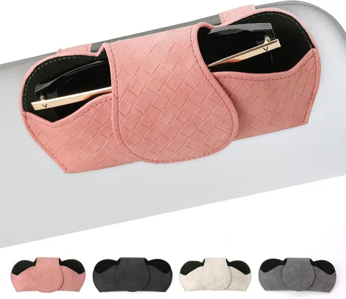 Vista 6 de KINIVA Soporte Rosa para Gafas de Sol de Visera de Coche Funda de Cuero para Gafas con Cierre Magnético para Accesorios Interiores de Coche