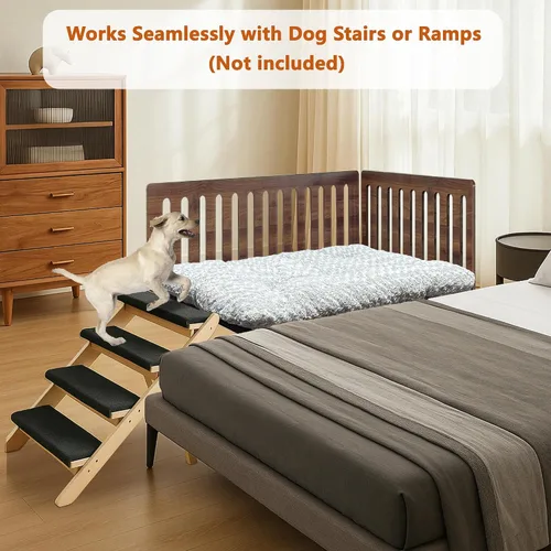 Vista 6 de Beside - Cama para perro, 2 paneles de altura ajustable, marco de cama de metal para perros de 25.5 x 18 pulgadas con cojín, tamaño mediano