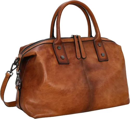 Vista 9 de Iswee - Bolso de hombro de cuero genuino, bolso tote con diseño de morral, con asa superior, bolso de gran capacidad, bolso cruzado