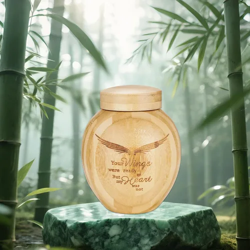 Vista 10 de SOITIS Urnas pequeñas para cenizas humanas: Urna biodegradable de bambú natural de 4.3 pulgadas, mini urnas para cenizas humanas, urnas de recuerdo