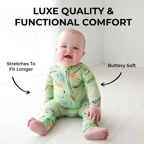 Vista 2 de Posh Peanut Pijama para bebé hecho de viscosa suave de bambú, ropa de bebé recién nacido, pijama de una pieza para niños
