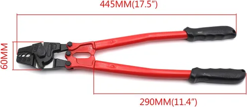 Vista 5 de Herramienta de prensado de estampación de swager de mano de 14" para cable de cuerda de alambre 1/16" 3/32" 1/8" [P/N: ET-TOOL030-14-RED]