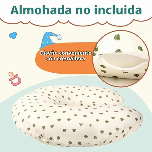 Vista 4 de FEBSNOW Paquete de 2 fundas de almohada de lactancia para bebé, fundas elásticas de algodón suave para lactancia materna, extraíbles y cómodas