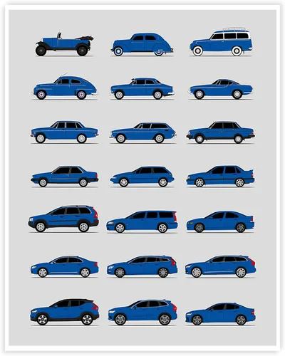 Vista 15 de Idea Network Handmade Poster compatible with Volvo Print Wall Art Handmade Decor of the Best of Volvo Generations History Evolution - Multi, 8x10in