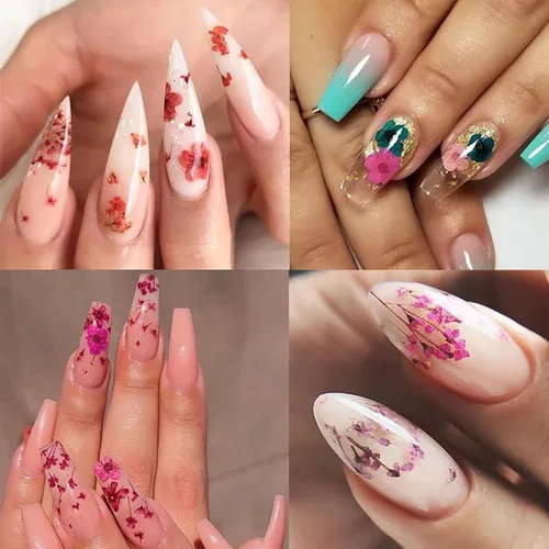 Vista 6 de 2 cajas de flores secas para uñas, mini flores de uñas reales 3D, flores secas, calcomanías de uñas, decoración de uñas, decoración de manicura