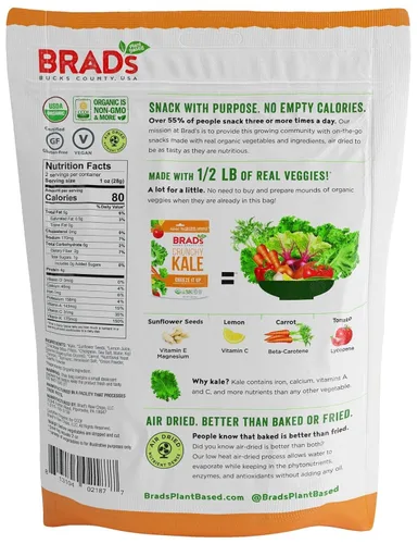 Vista 3 de Brad's Cheeze It Up - Col rizada crujiente a base de plantas, sin gluten, 2 onzas (paquete de 12)