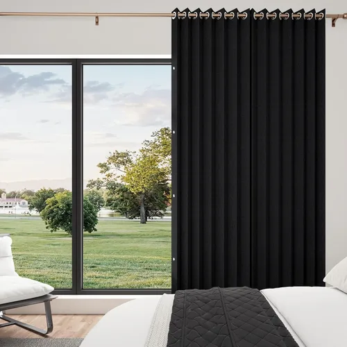 Vista 11 de Cortinas plisadas completamente opacas con cierre magnético, 72 pulgadas de largo, para interiores y exteriores, 1 panel, 45 pulgadas de ancho x 72