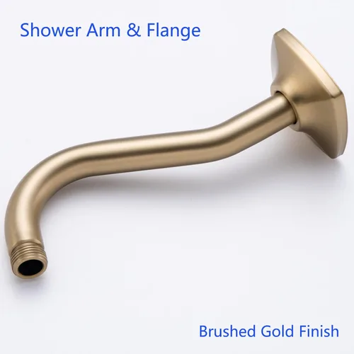 Vista 7 de SWHYGER - Extensión de brazo de ducha en ángulo de 8 pulgadas con brida, repuesto de brazo de regadera curvado de acero inoxidable SWHYGER dorado
