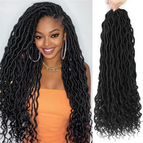 Vista 16 de Cabello Corto de Locs Falsos para Crochet Pre-Enrollado 12 Pulgadas 6 Paquetes Cabello de Locs de Diosa para Crochet Locs Falsos Suaves con Puntas