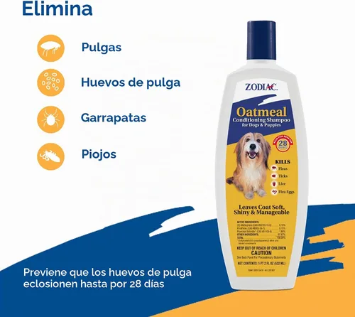 Vista 4 de Zodiac Champú acondicionador de avena para perros y cachorros, 18 onzas, pequeño