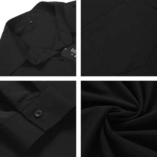 Vista 5 de URRU Camisa de dormir a rayas con botones y manga 34 para mujer talla XXL