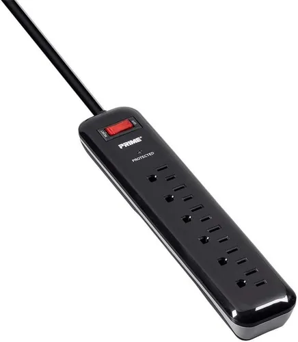 Vista 3 de Regleta de protección contra sobretensiones de 6 salidas con enchufe de perfil bajo con cable de 4 pies, 1000 julios, color negro