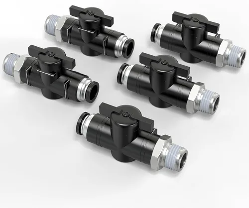 Vista 15 de TAILONZ PNEUMATIC BVU-1/2 OD Válvula de bola de control de flujo de aire Válvula de empuje para conectar accesorio (paquete de 1)