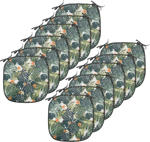 Vista 70 de Ambesonne Flamingo - Cojín de asiento para silla, diseño de fantasía exótica con elementos de vida silvestre hawaiana en colores pastel, acolchado
