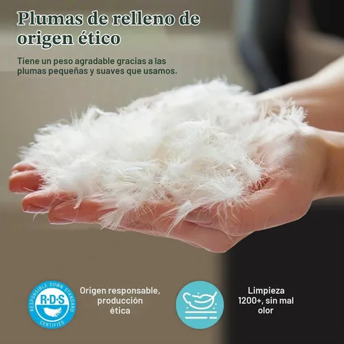 Vista 4 de Edredón de plumas orgánicas tamaño matrimonial 100% algodón, relleno de plumas de ganso y plumón de alta calidad, relleno de edredón independiente