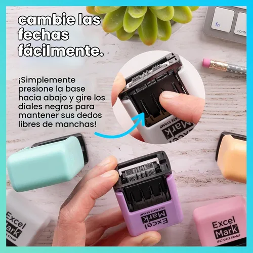 Vista 2 de ExcelMark 1822 Timbre de fecha – Perfecto para envíos, recepciones, fechas de vencimiento y fechas de pago (tinta negra, montura gris)