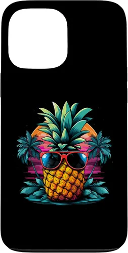 Vista 23 de iPhone 16 Vintage Pineapple With Sunglasses 70s 80s Vaporwave Hawaiian Case