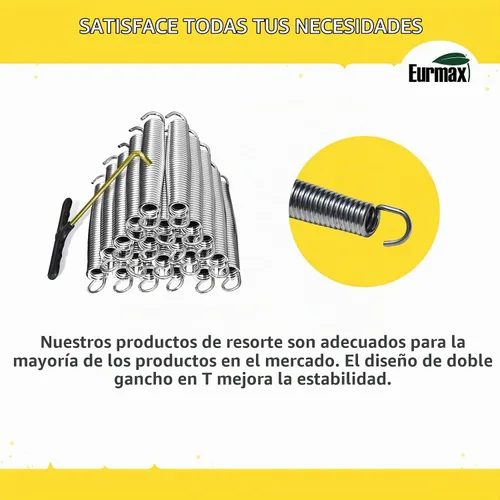 Vista 5 de Eurmax USA Muelles de Trampolín de Acero Inoxidable Resistente de Repuesto con Gancho en T, Paquete de 20 piezas
