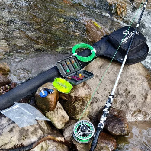 Vista 6 de Sougayilang Kit Combo de Iniciación de Pesca con Mosca Estándar, Caña de Mosca de 9 Pies Peso 5/6 con Mango SuperPolymer, Accesorios, Estuche