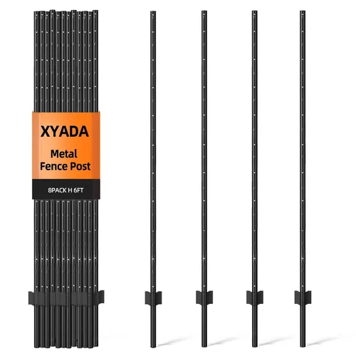 Vista 9 de XYADA Postes de Valla de Servicio Pesado de Metal, Poste en U para Cercado en Jardín, Patio y Alambre Exterior (4 PIES - Paquete de 8)