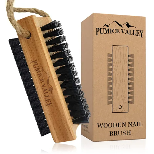 Vista 2 de Cepillo de uñas de madera con cerdas de carbón de nailon y cuerda para colgar, crema de pies para pies y talones secos agrietados, sales del mar