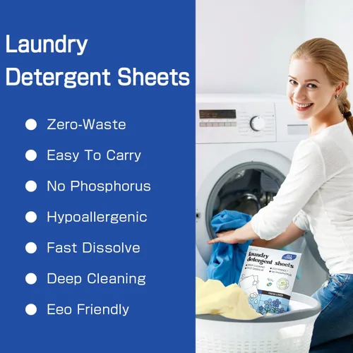 Vista 5 de Soulink Hojas de detergente para ropa de hasta 80 cargas, tiras de detergente ecológicas para viajes y hogar, sin hojas de jabón de plástico a base
