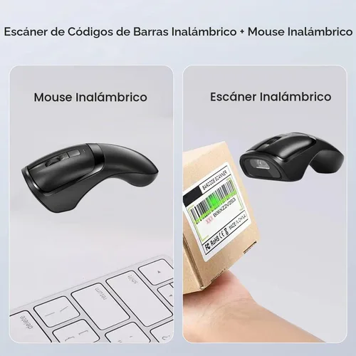 Vista 3 de Nuevo Escáner de Código de Barras Inalámbrico con Ratón, Diseño 2-en-1 Escáner de Código de Barras Portátil 2D con Funciones de Ratón Inalámbrico M3