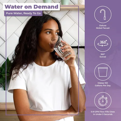 Vista 6 de s Sistema de filtración de agua de ósmosis inversa, bajo el fregadero 6 etapas ALK pH+ Remineralización RO sistema de filtro de agua, sin bomba