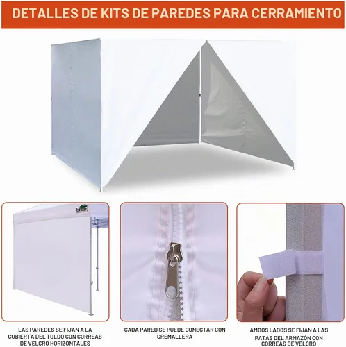 Vista 4 de Eurmax USA - Kit de paredes con cierre completo para toldo desplegable de 8x8 pies, solo 4 paredes (verde bosque)