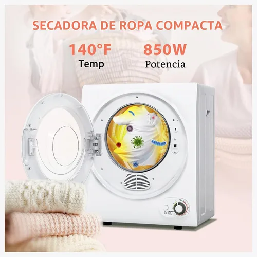 Vista 3 de Euhomy Secadora de ropa portátil de 110 V, 850 W, secadoras de lavandería compactas de 1.5 pies cúbicos de carga frontal, máquina secadora eléctrica