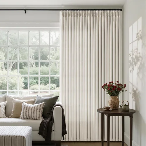 Vista 49 de TWODRAPES Juego de 2 paneles de cortinas plisadas de lino de 96 pulgadas de Avena